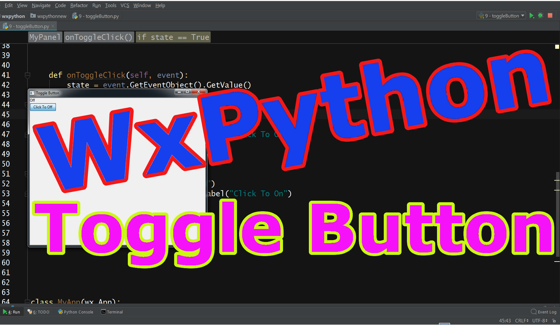 Creating ToggleButton in wxPython