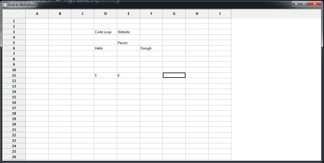 Python GUI Creating Tables in wxPython