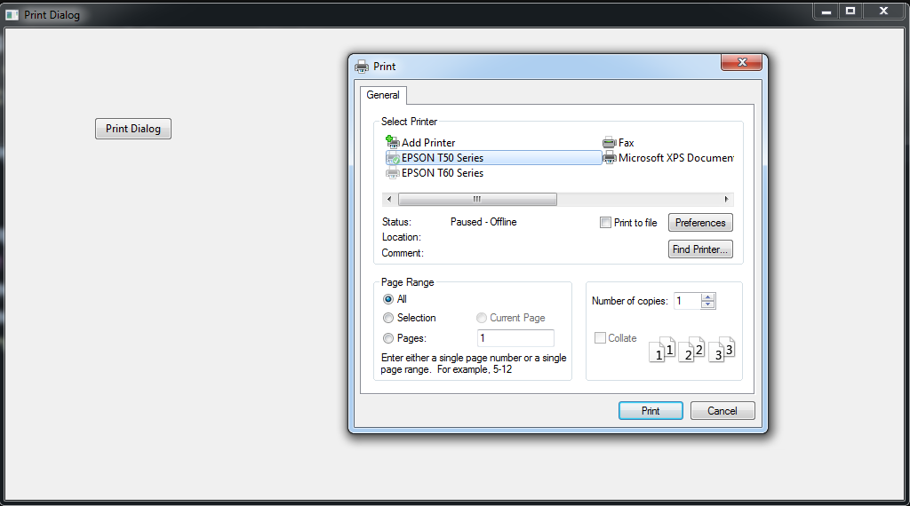 Python GUI PrintDialog in wxPython