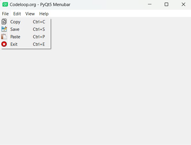 How to Create Menubar in PyQt5