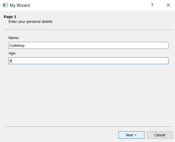 PyQt5 GUI Creating Wizard Page With QWizard