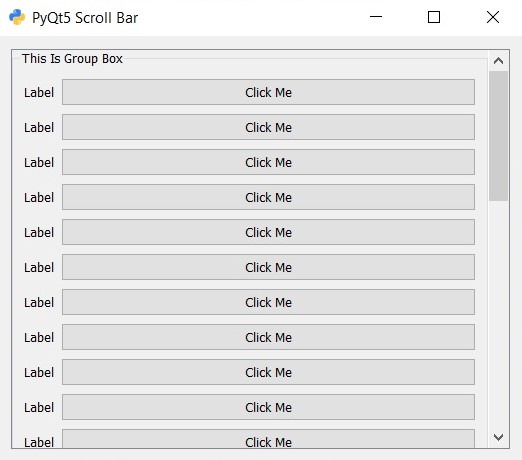 PyQt5 GUI Creating QScrollArea Example