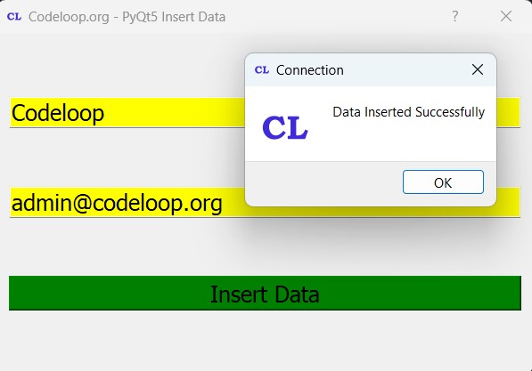 PyQt5 Inserting to Mysql Database