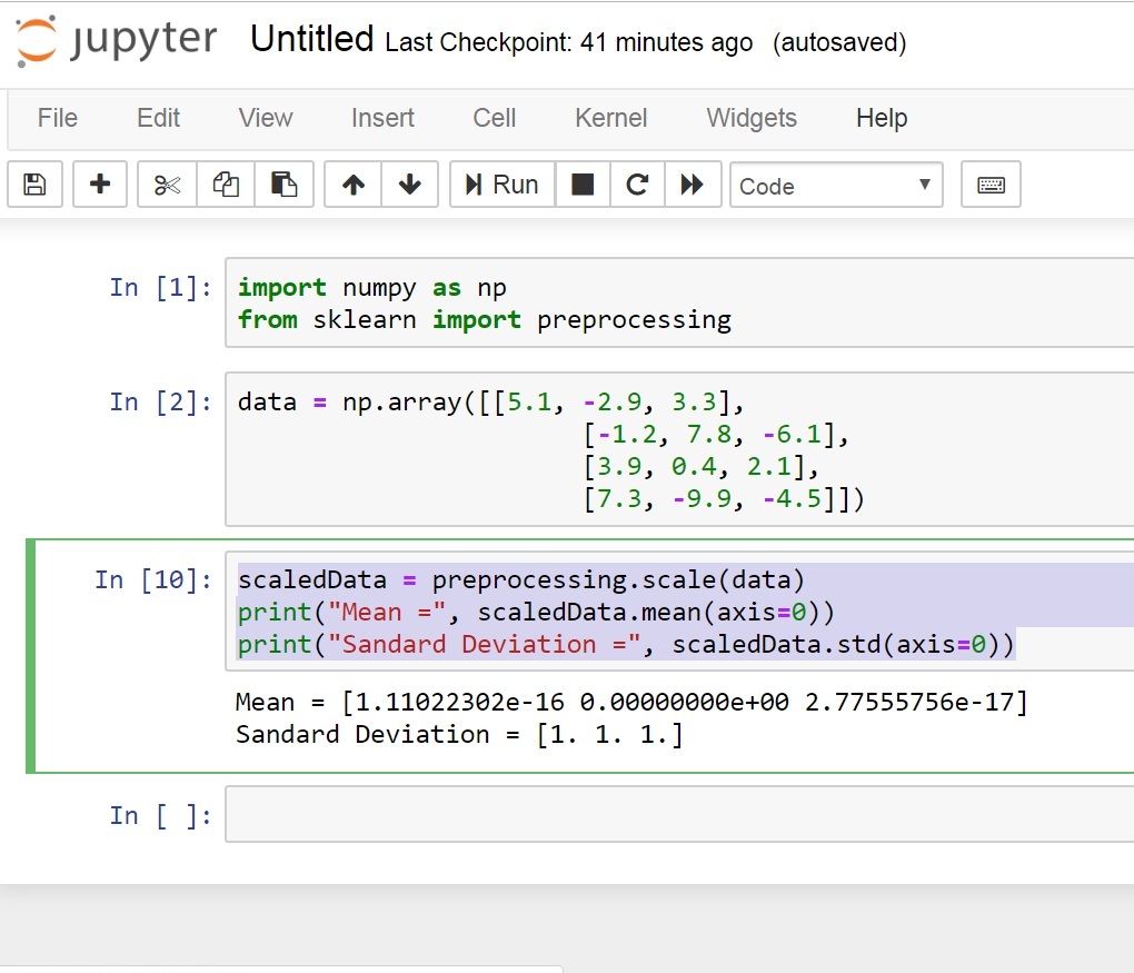 Python Machine Learning Scaled Data