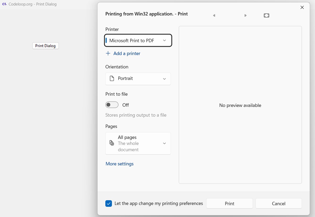 Python GUI PrintDialog in wxPython