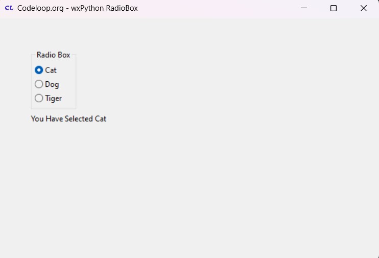 Python GUI RadioBox in wxPython