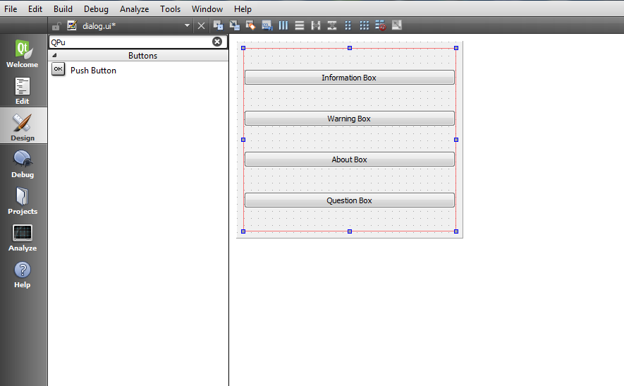 Qt5 GUI QMessageBox Design