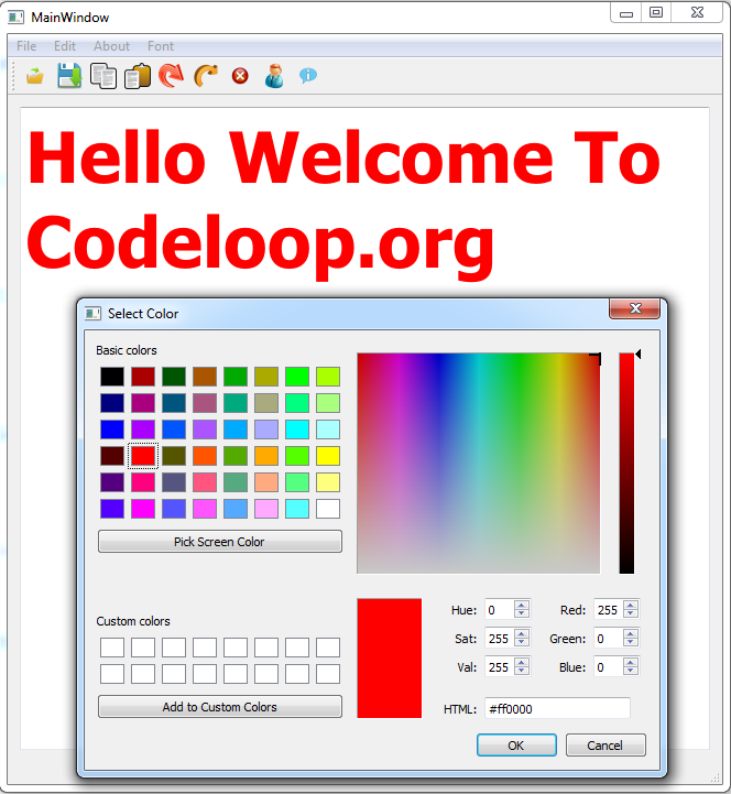 Qt5 GUI How To Create QColorDialog