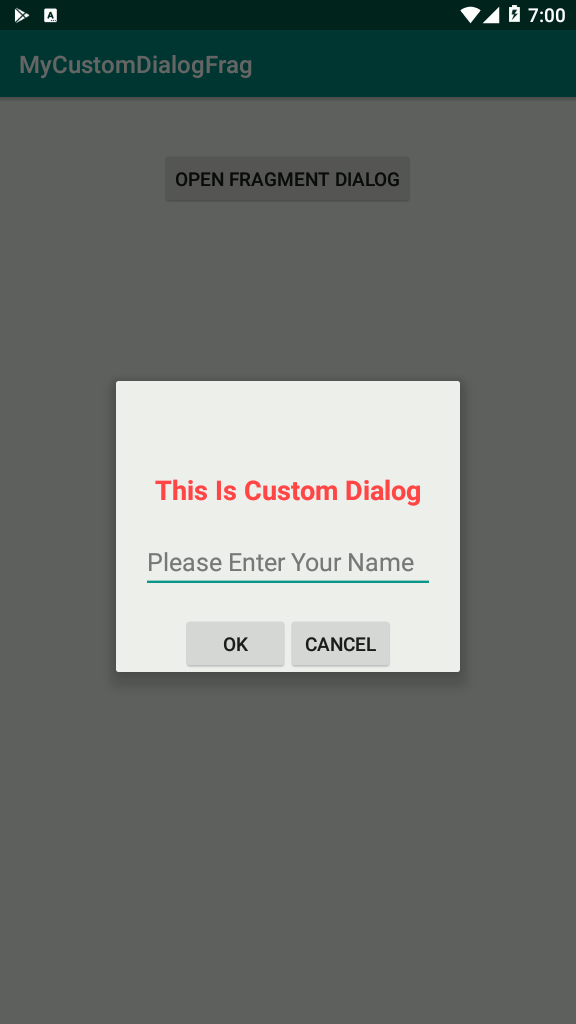 Android Studio Custom Fragment Dialog