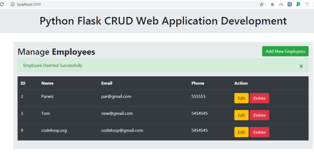 Flask CRUD Application with SQLAlchemy