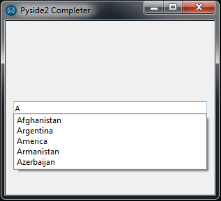 How To Create QCompleter In Python Pyside2