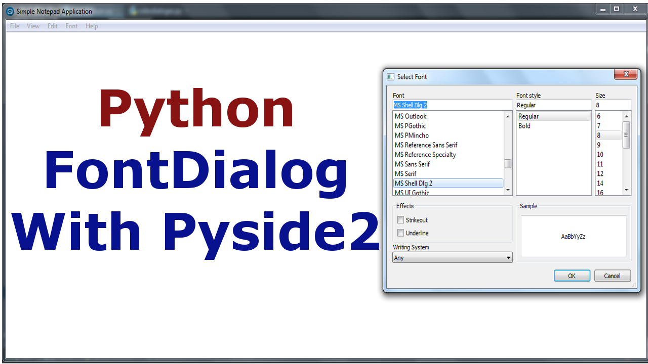 Python How to Create FontDialog in Pyside2