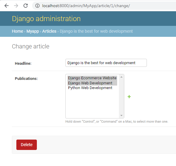 Django Models Many-To-Many Relationship