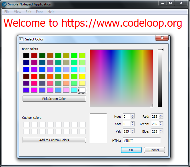 Pyside2 How to Create ColorDialog in Python