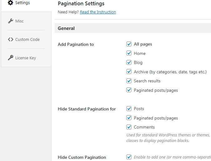 Pagination Setting 