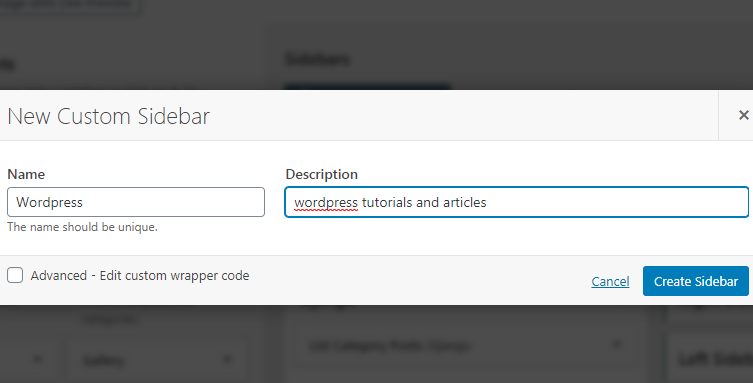 WordPress Custom Sidebar