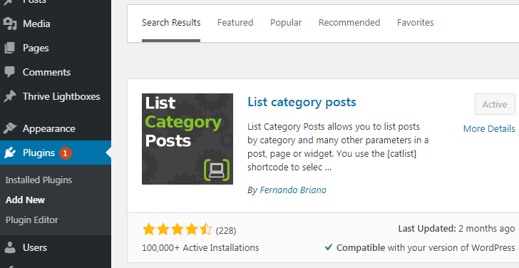 WordPress List Category Post Plugin