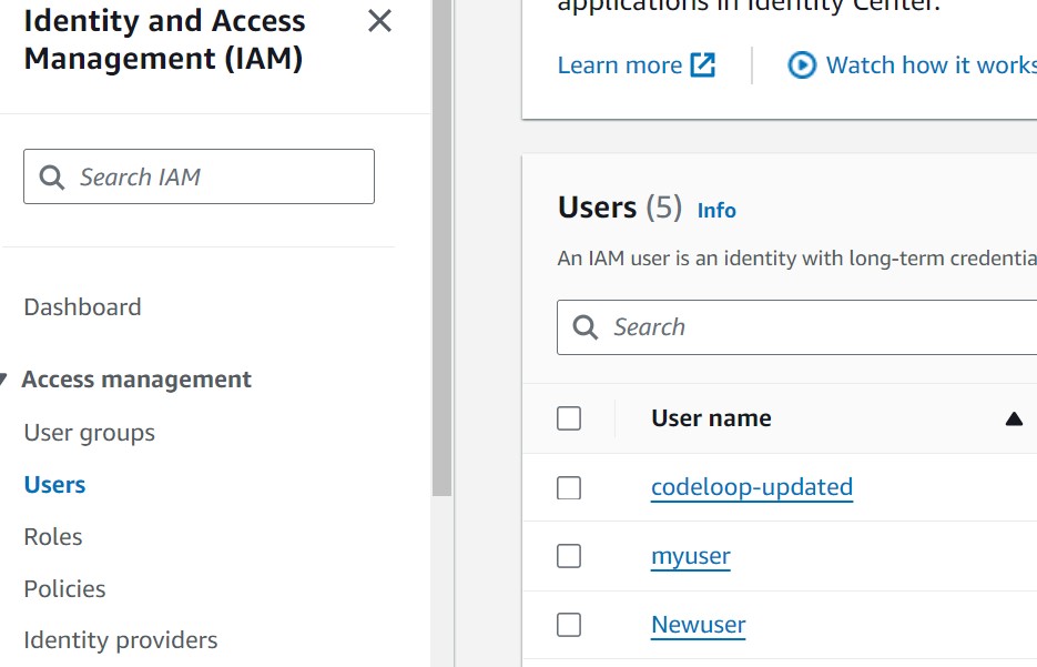 AWS Updated Users