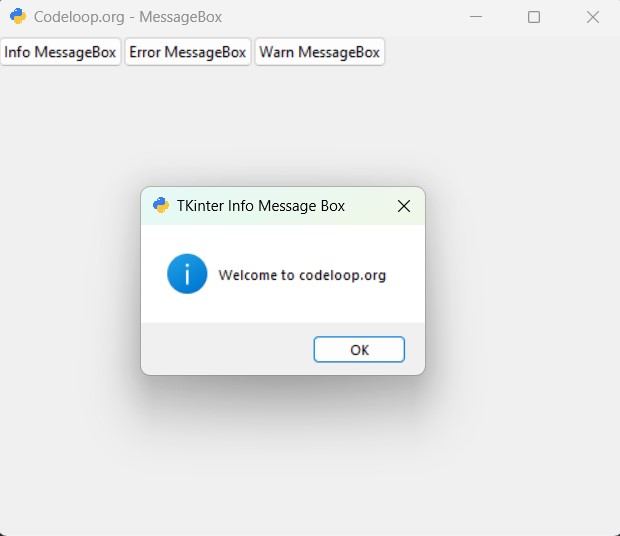 Python TKinter MessageBox